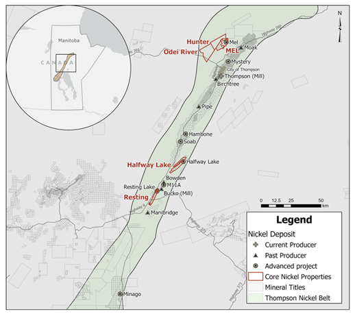 Core Nickel’s Thompson Nickel Belt Properties